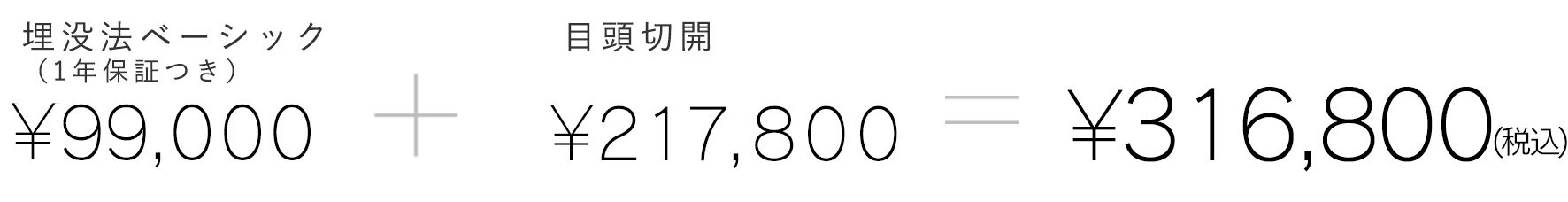 埋没法ベーシック(一年保証付き)¥90,700 + 目頭切開¥191,520 = ¥282,220